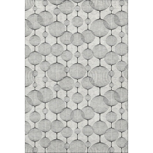 9' X 12' Graphite And Silver Geometric Washable Area Rug With UV Protection