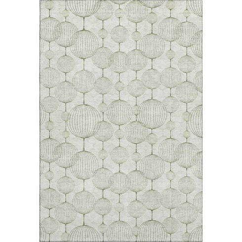 8' X 10' Green And Beige Geometric Washable Area Rug With UV Protection