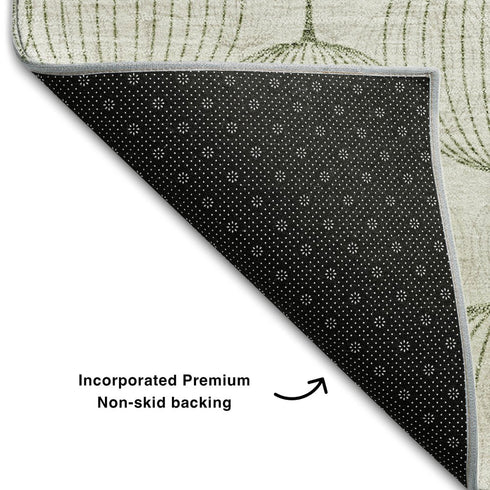 8' X 10' Green And Beige Geometric Washable Area Rug With UV Protection