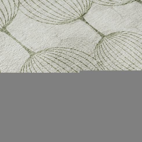 8' X 10' Green And Beige Geometric Washable Area Rug With UV Protection