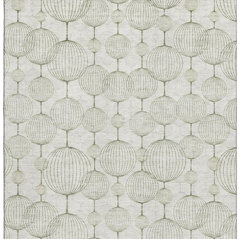8' X 10' Green And Beige Geometric Washable Area Rug With UV Protection