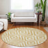 8' Gold And Ivory Geometric Washable Round Rug With UV Protection