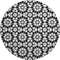 8' Black And Silver Geometric Washable Round Rug With UV Protection