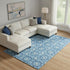 8' X 10' Denim Blue And Ivory Geometric Washable Area Rug With UV Protection