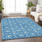 8' X 10' Denim Blue And Ivory Geometric Washable Area Rug With UV Protection