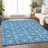 8' X 10' Denim Blue And Ivory Geometric Washable Area Rug With UV Protection