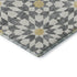 8' Gray Ivory And Gold Geometric Washable Round Rug With UV Protection