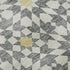 8' Gray Ivory And Gold Geometric Washable Round Rug With UV Protection