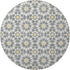 8' Gray Ivory And Gold Geometric Washable Round Rug With UV Protection