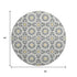 8' Gray Ivory And Gold Geometric Washable Round Rug With UV Protection