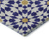 8' Navy Blue Ivory And Gold Geometric Washable Round Rug With UV Protection