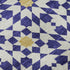 8' Navy Blue Ivory And Gold Geometric Washable Round Rug With UV Protection
