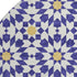 8' Navy Blue Ivory And Gold Geometric Washable Round Rug With UV Protection