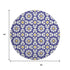 8' Navy Blue Ivory And Gold Geometric Washable Round Rug With UV Protection