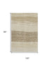 8' X 10' Beige And Brown Striped Washable Area Rug With UV Protection