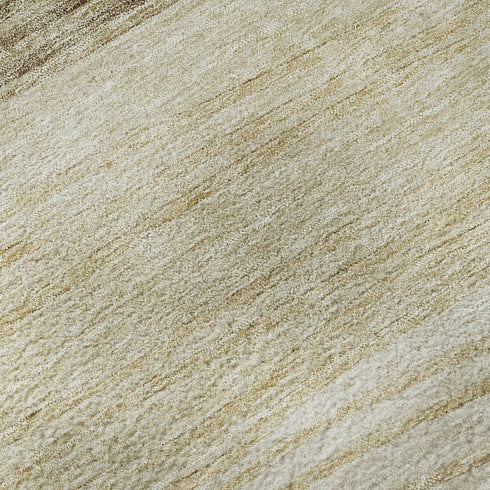 8' X 10' Beige And Brown Striped Washable Area Rug With UV Protection