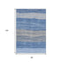 8' X 10' Blue And Gray Striped Washable Area Rug With UV Protection