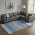 8' X 10' Blue And Gray Striped Washable Area Rug With UV Protection