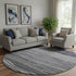 8' Gray And Silver Striped Washable Round Rug With UV Protection