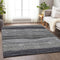 8' X 10' Gray And Silver Striped Washable Area Rug With UV Protection