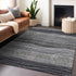 8' X 10' Gray And Silver Striped Washable Area Rug With UV Protection