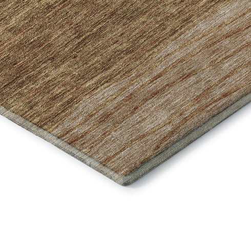 8' X 10' Terra Cotta Gray And Beige Striped Washable Area Rug With UV Protection
