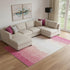 8' X 10' Blush And Ivory Striped Washable Area Rug With UV Protection