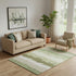 5' X 8' Green And Beige Striped Washable Area Rug With UV Protection