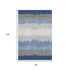 8' X 10' Navy Blue Gray And Silver Striped Washable Area Rug With UV Protection