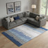 8' X 10' Navy Blue Gray And Silver Striped Washable Area Rug With UV Protection