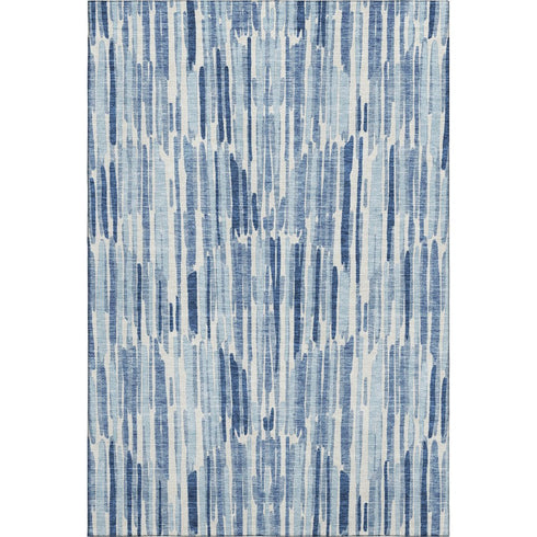 5' X 8' Blue And Ivory Abstract Washable Area Rug With UV Protection