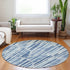 8' Blue And Ivory Abstract Washable Round Rug With UV Protection