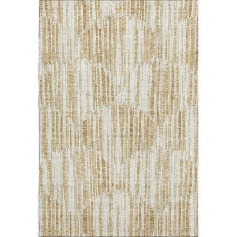 9' X 12' Gold Ivory And Beige Abstract Washable Area Rug With UV Protection