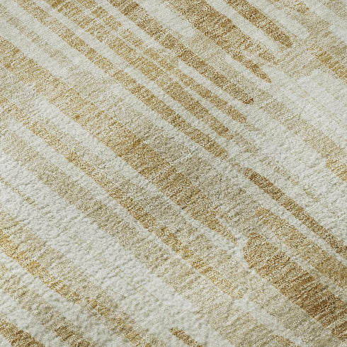 9' X 12' Gold Ivory And Beige Abstract Washable Area Rug With UV Protection