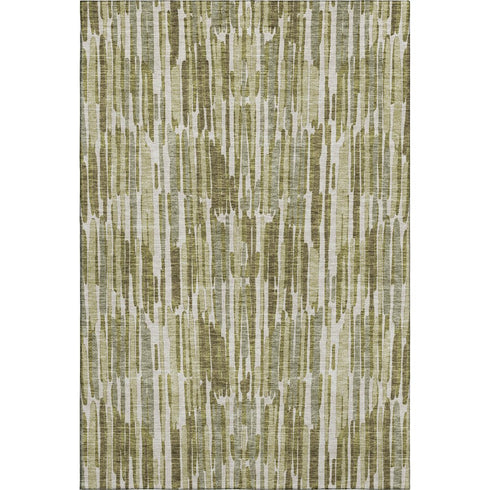 8' X 10' Olive Green Brown And Ivory Abstract Washable Area Rug With UV Protection