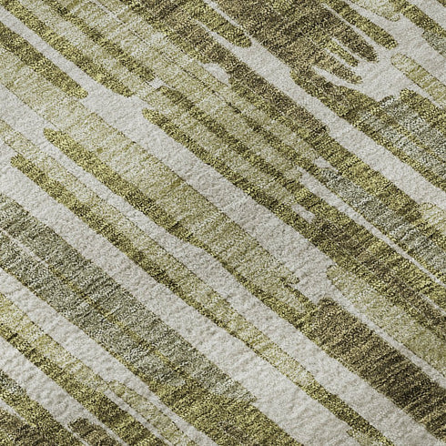 8' X 10' Olive Green Brown And Ivory Abstract Washable Area Rug With UV Protection