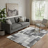 5' X 8' Gray Silver And Ivory Abstract Geometric Washable Area Rug With UV Protection