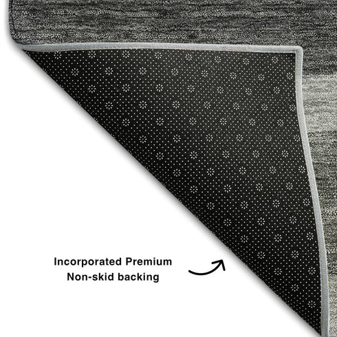 5' X 8' Gray Silver And Ivory Abstract Geometric Washable Area Rug With UV Protection