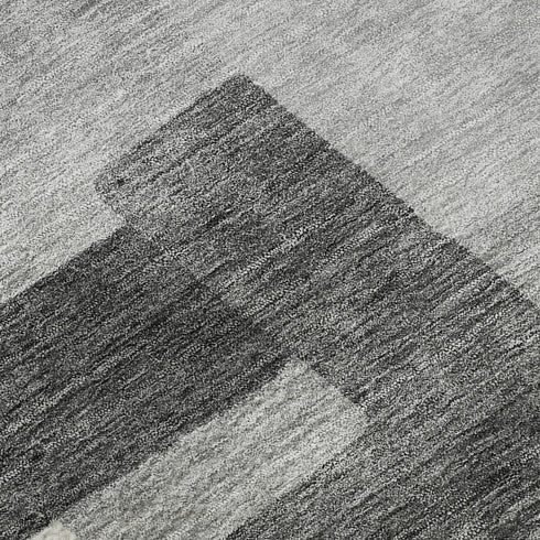 5' X 8' Gray Silver And Ivory Abstract Geometric Washable Area Rug With UV Protection