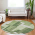 8' Green And Ivory Abstract Geometric Washable Round Rug With UV Protection