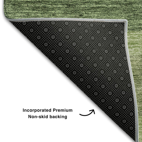 8' Green And Ivory Abstract Geometric Washable Round Rug With UV Protection