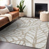 9' X 12' Beige And Brown Floral Washable Area Rug With UV Protection