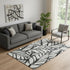 5' X 8' Black And Beige Floral Washable Area Rug With UV Protection