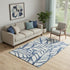 5' X 8' Navy Blue And Beige Floral Washable Area Rug With UV Protection