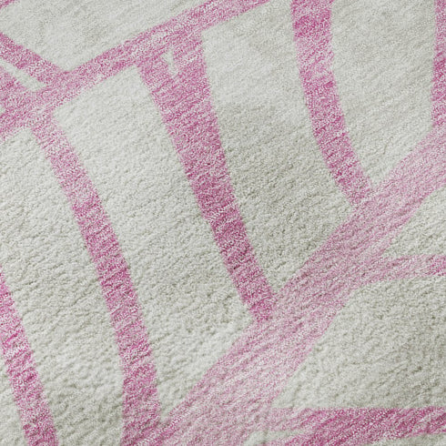 5' X 8' Pink And Beige Floral Washable Area Rug With UV Protection