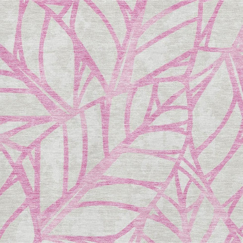 5' X 8' Pink And Beige Floral Washable Area Rug With UV Protection