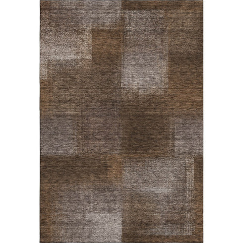 5' X 8' Chocolate And Ivory Abstract Washable Area Rug With UV Protection