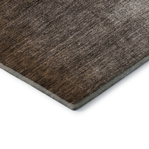 5' X 8' Chocolate And Ivory Abstract Washable Area Rug With UV Protection