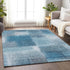9' X 12' Denim Blue And Ivory Abstract Washable Area Rug With UV Protection