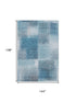 9' X 12' Denim Blue And Ivory Abstract Washable Area Rug With UV Protection
